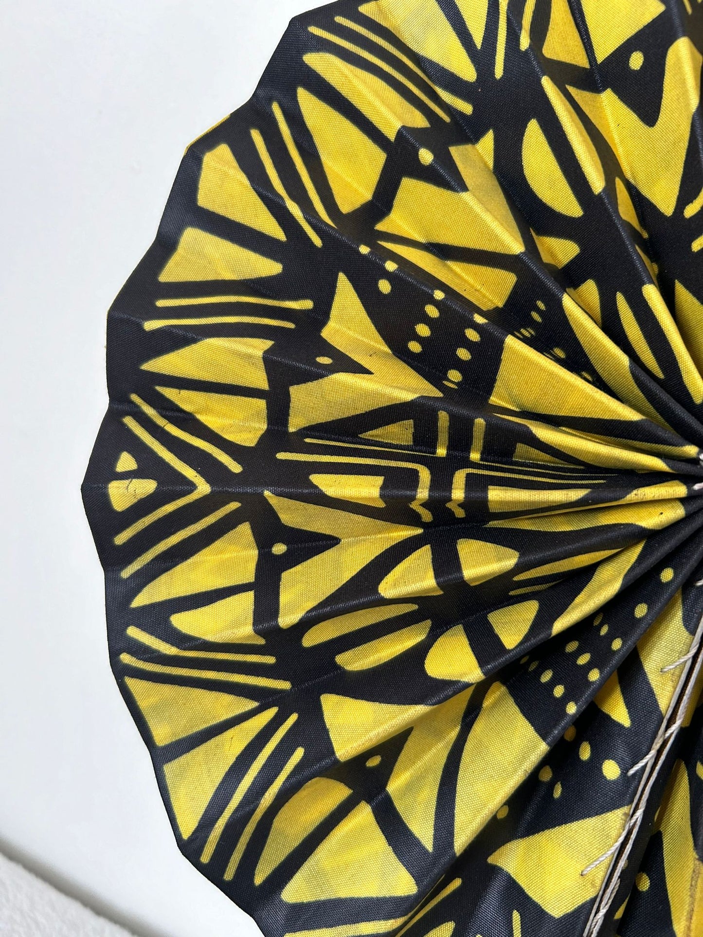 Handmade fan in wax and leather - Afro Beige Brown and Black Style