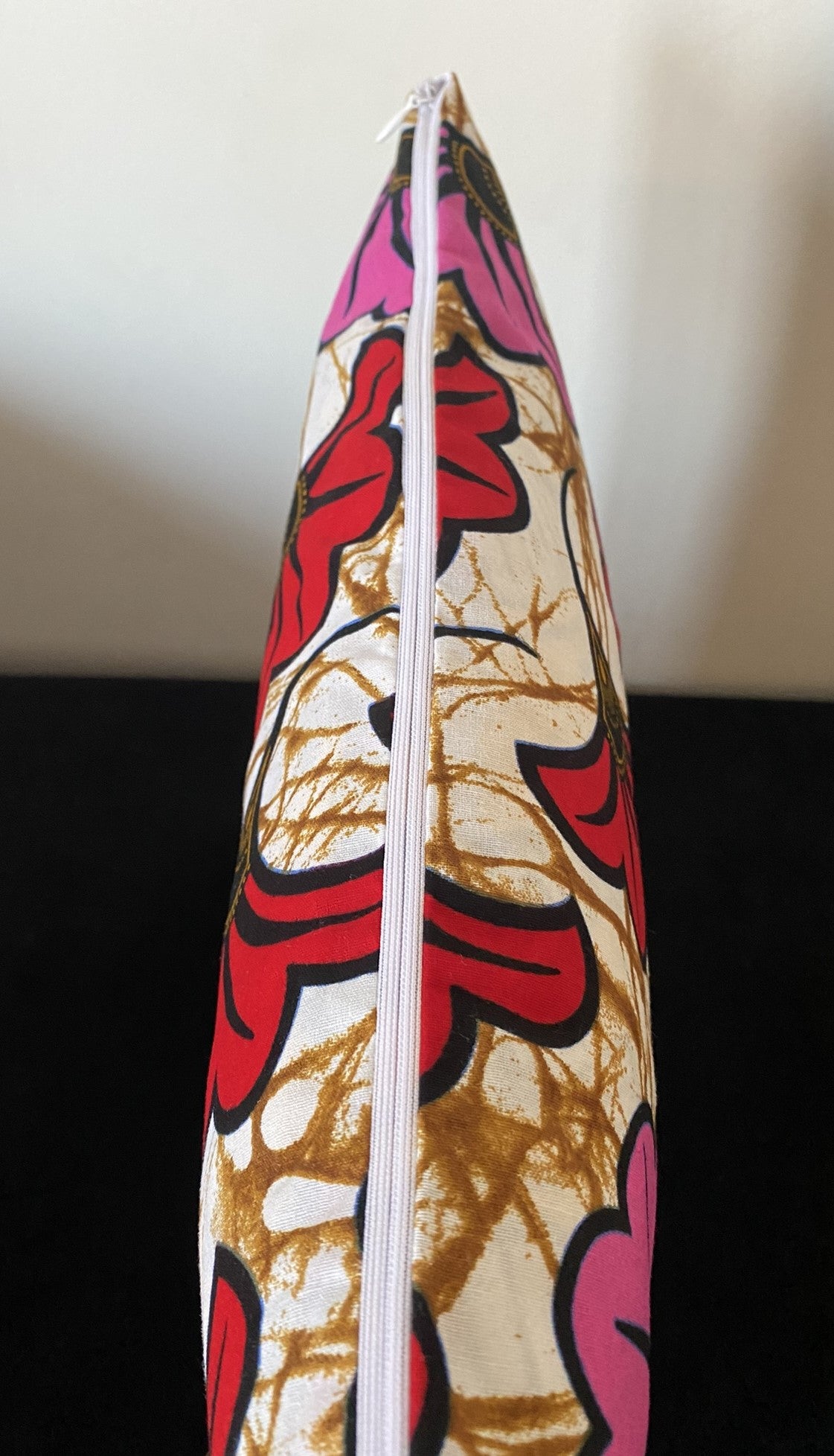 Housse de coussin wax n°126 - Fleur de mariage Rose Rouge