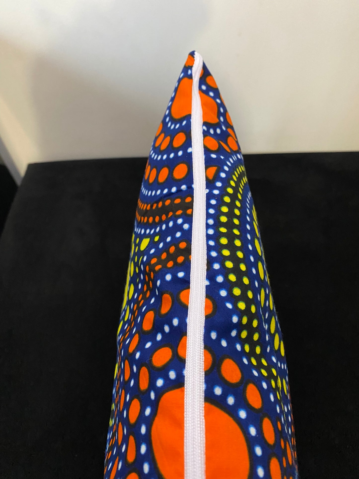 Housse de coussin wax n°111 - Motif Soleil Jaune Orange