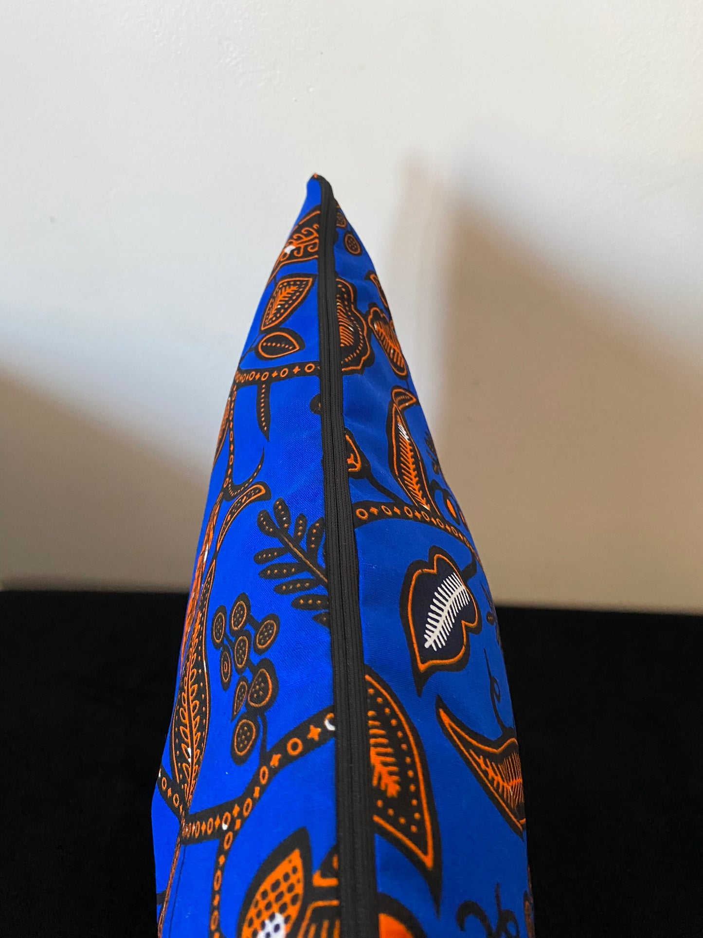 Housse de coussin wax n°134 - Motif Fleuri Bleur Orange