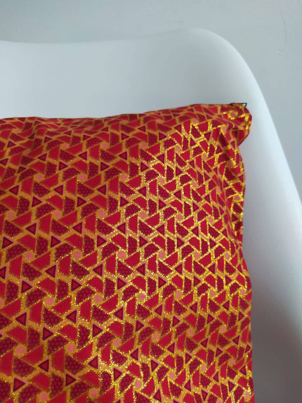 Housse de coussin n°57 - Wax Rouge doré