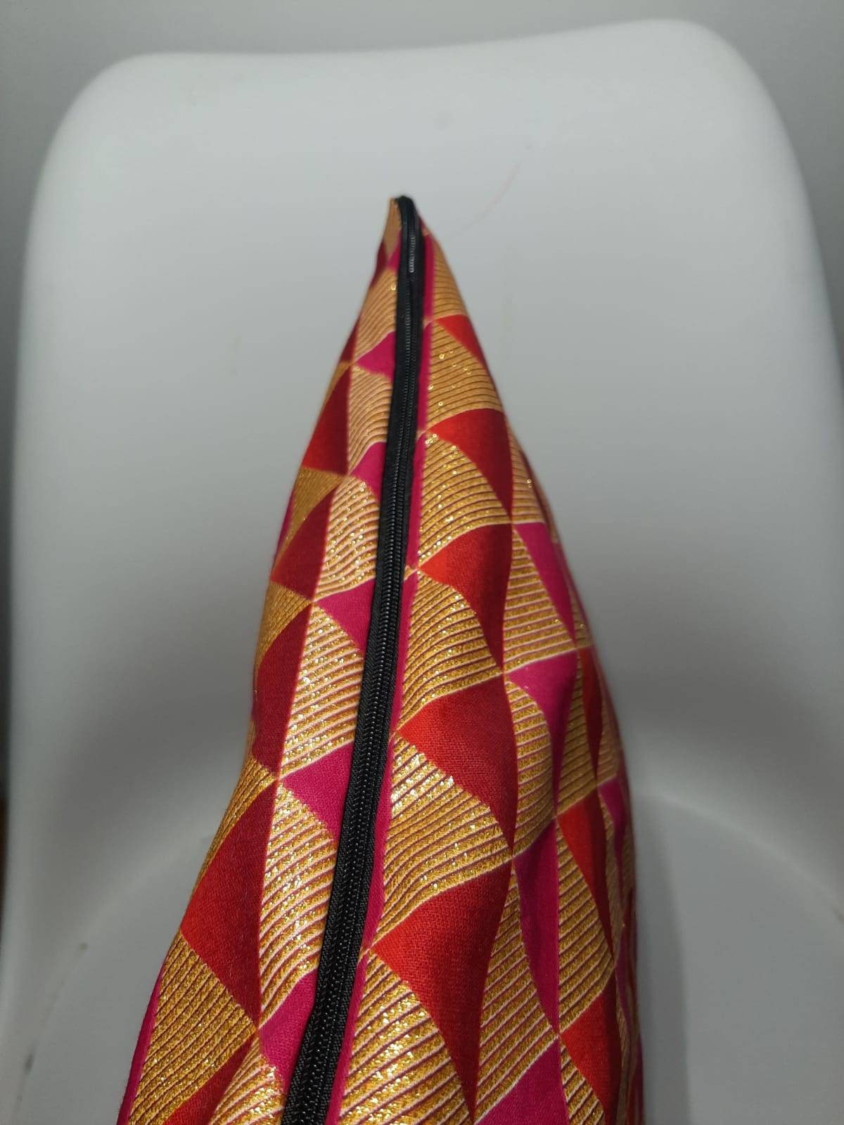 Housse de coussin n°55 - Wax Carré Rose doré