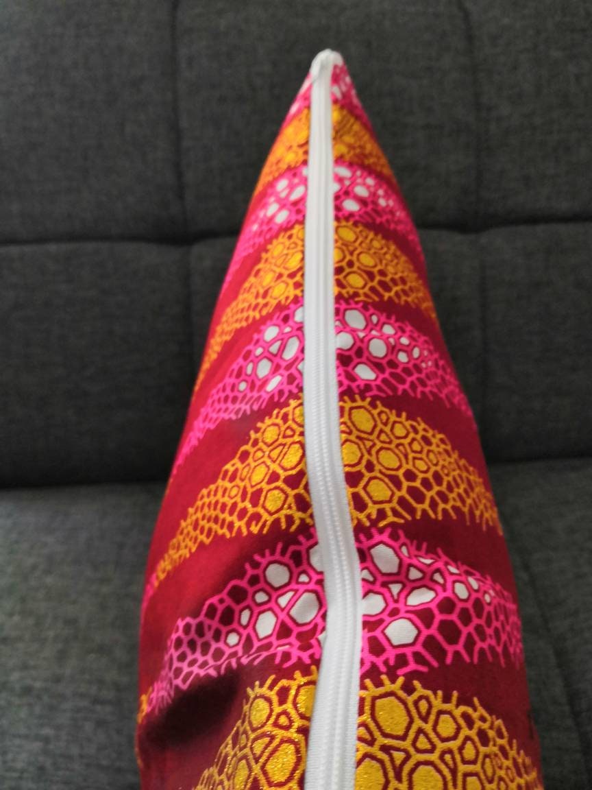 Housse de coussin n°78 - Wax satiné - Jarre rose dorée