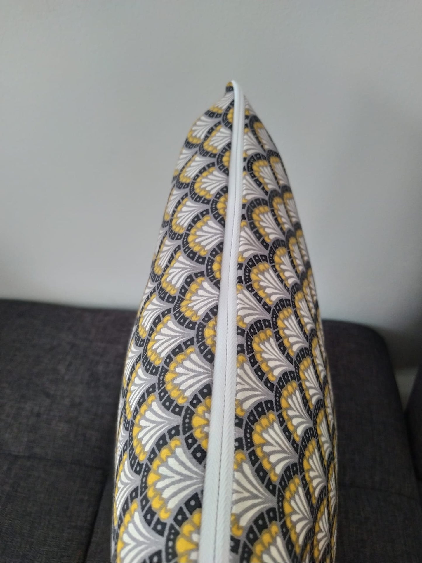 Housse de coussin - Modèle Doucet Ton Jaune/Gris