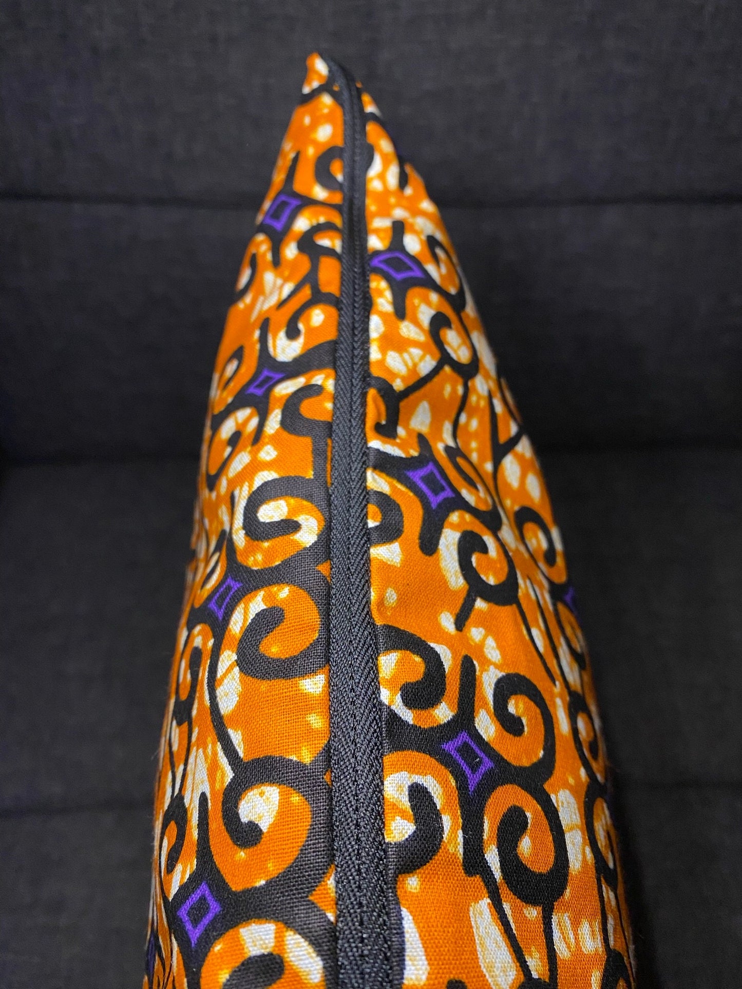 Housse de coussin wax n°42 - Motif géométrique Orange