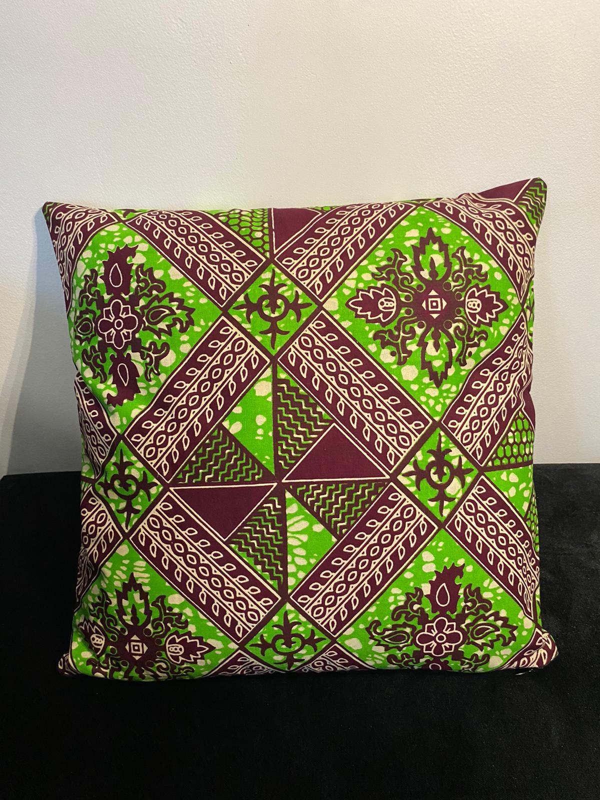 Housse de coussin n°17 - Géométrique fleuri Vert Bordeaux