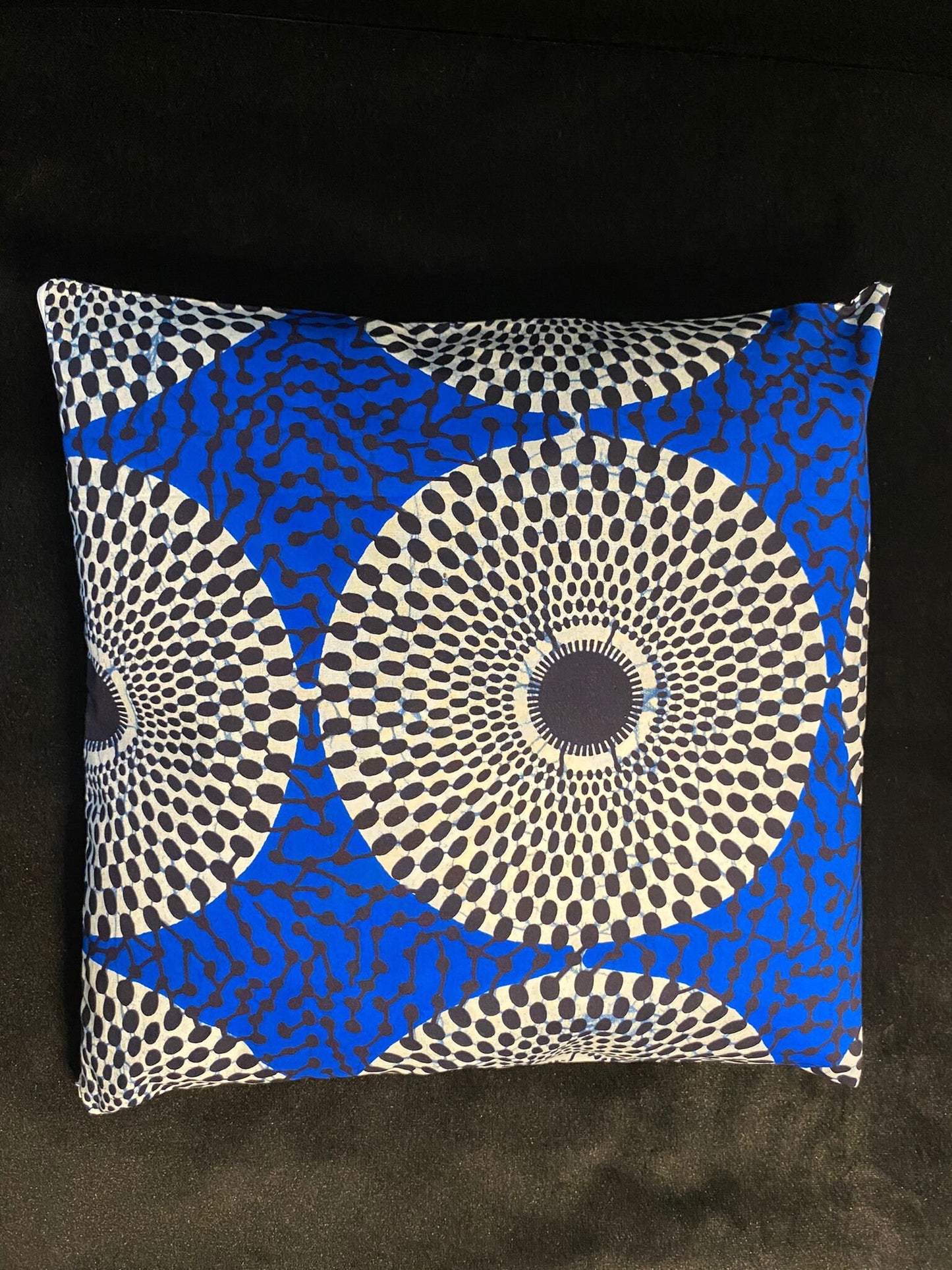 Housse de coussin n° 4 - Coton Premium Qualité - Motif "Target" - Bleu & Noir/Blanc