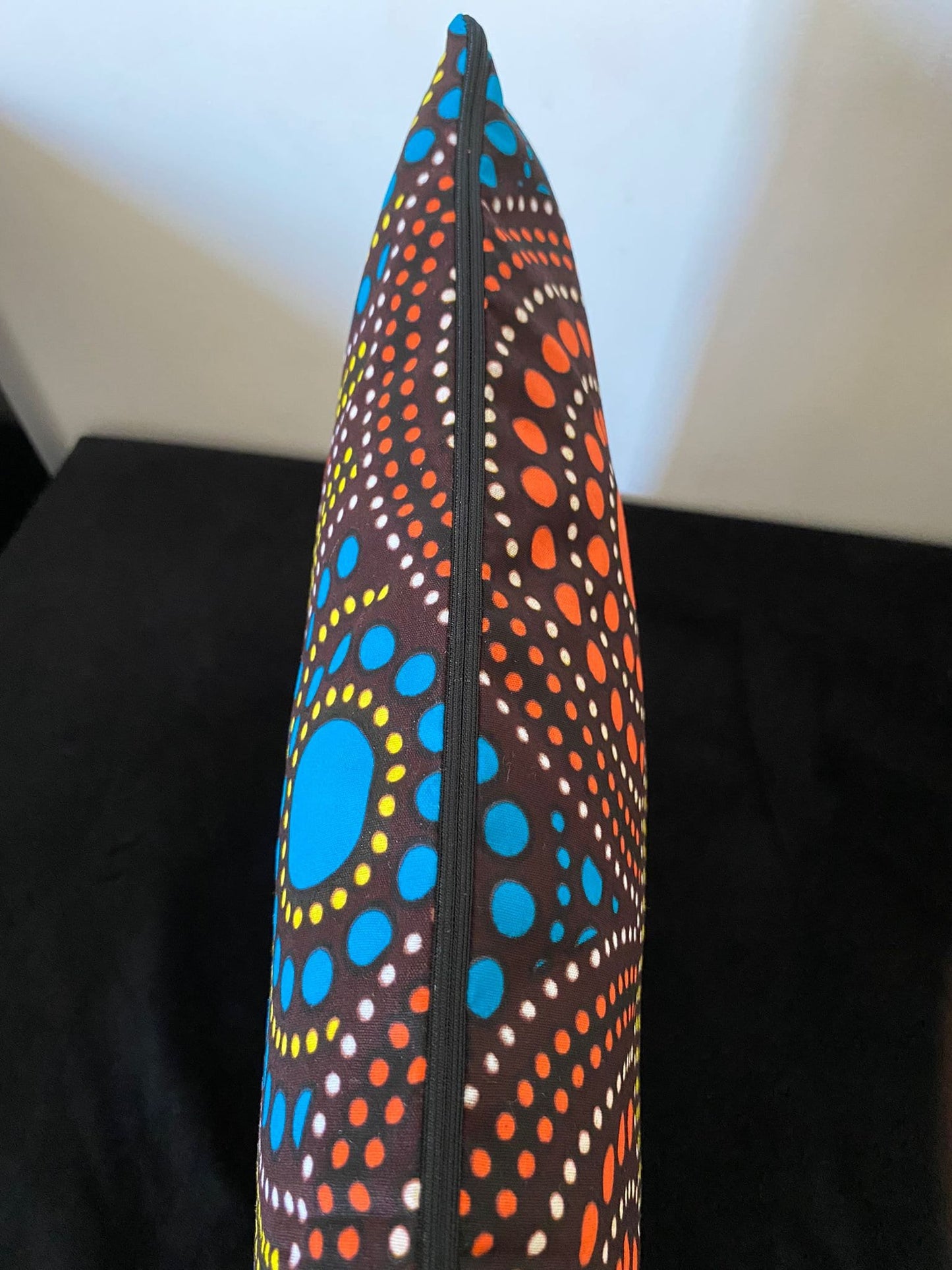 Wax cushion cover - Orange Turquoise Sun pattern