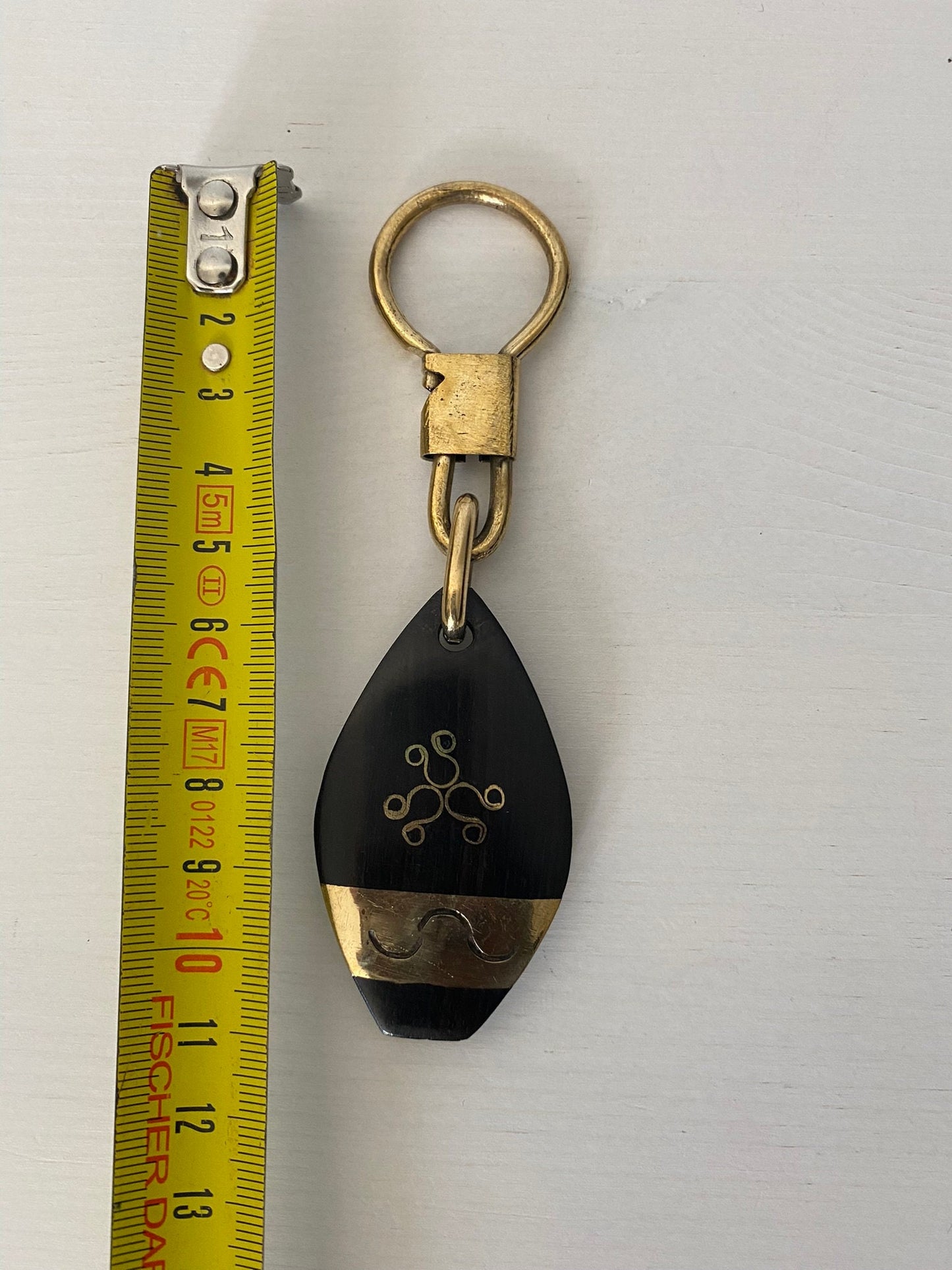 Handcrafted Afro keychain - ebony wood and brass - Diamond shape 3