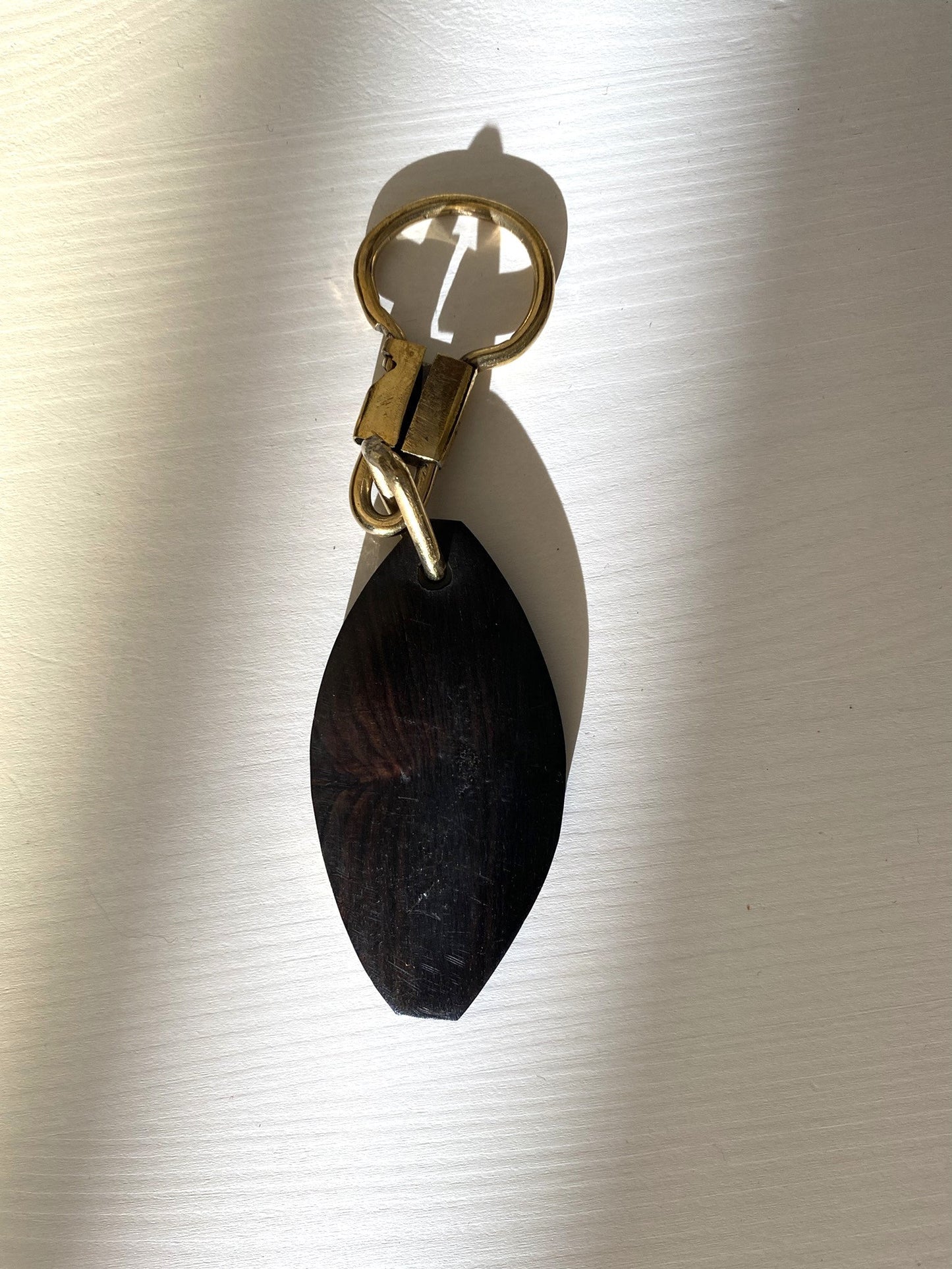 Handcrafted Afro key ring - ebony wood and brass - Diamond shape