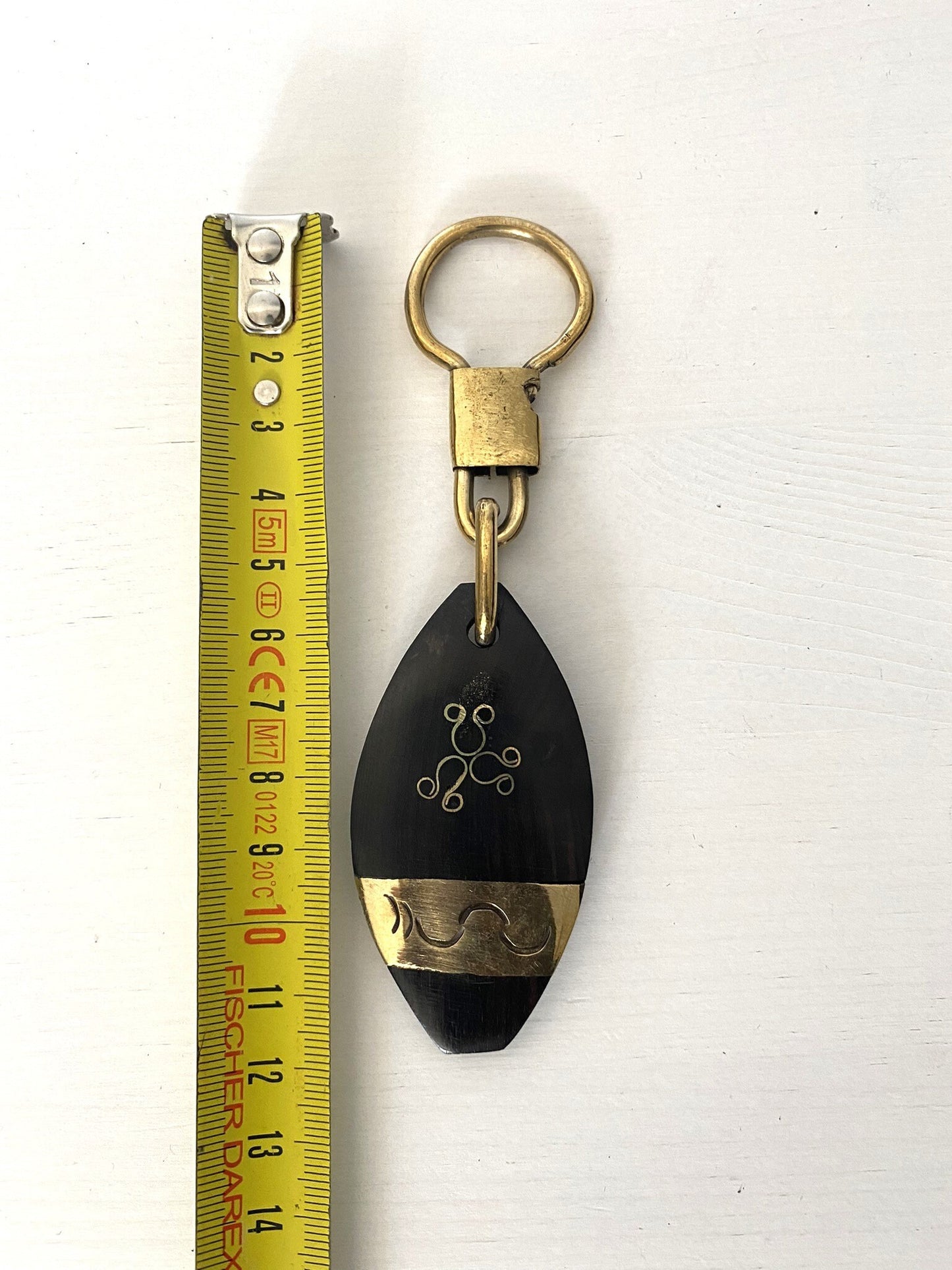 Handcrafted Afro key ring - ebony wood and brass - Diamond shape