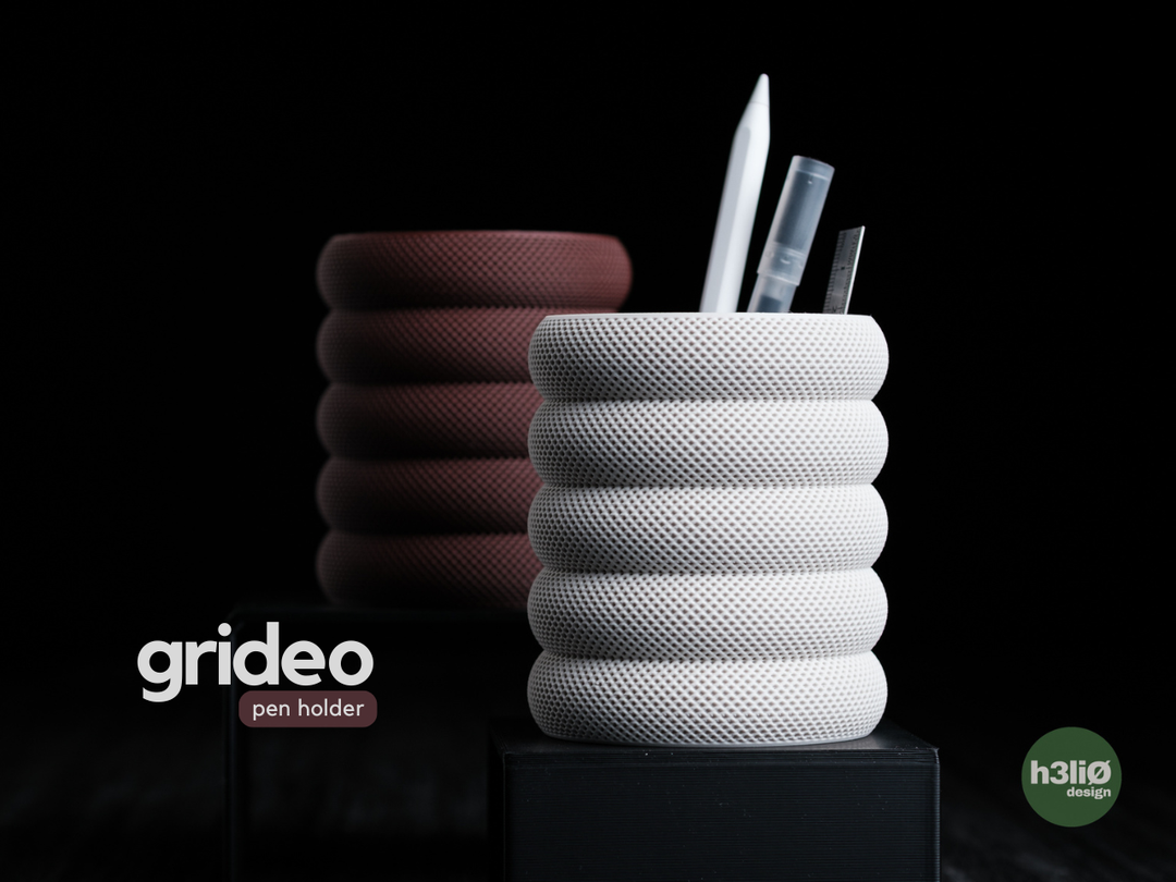 Grideo — Pot à stylos modulable — photographie du créateur — designed by h3li0