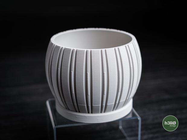 Stratum — Pot à motifs et soucoupe — photographie du créateur — designed by h3li0