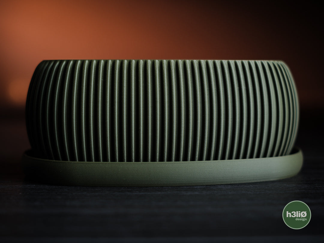 Terra — Pot à motifs et soucoupe — photographie du créateur — designed by h3li0