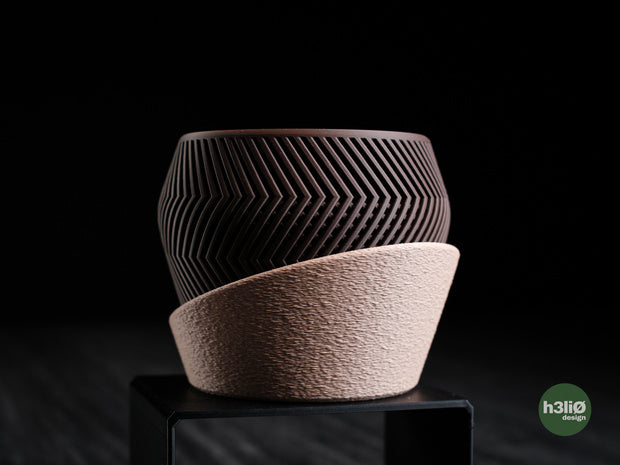 Braga — Pot à motifs avec soucoupe vissée — photographie du créateur — designed by h3li0