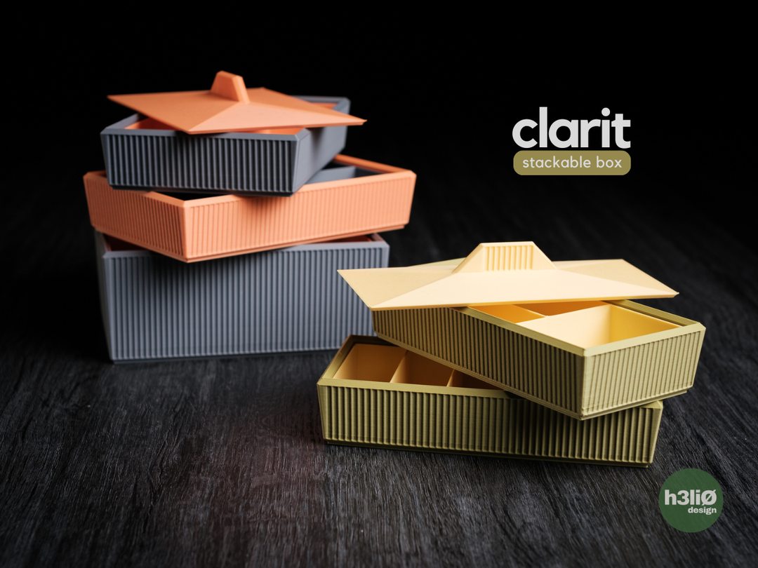 Clarit — Boîte de rangement empilable — photographie du créateur — designed by h3li0