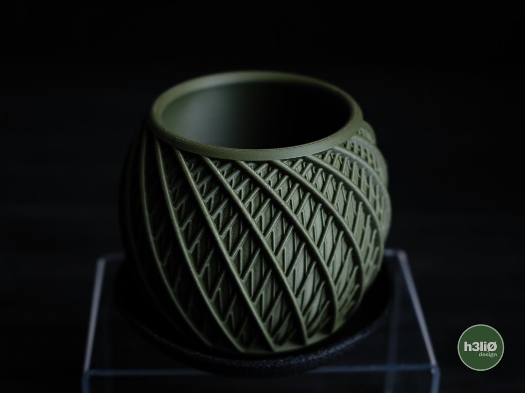 Vortex — Pot à motifs et soucoupe — photographie du créateur — designed by h3li0
