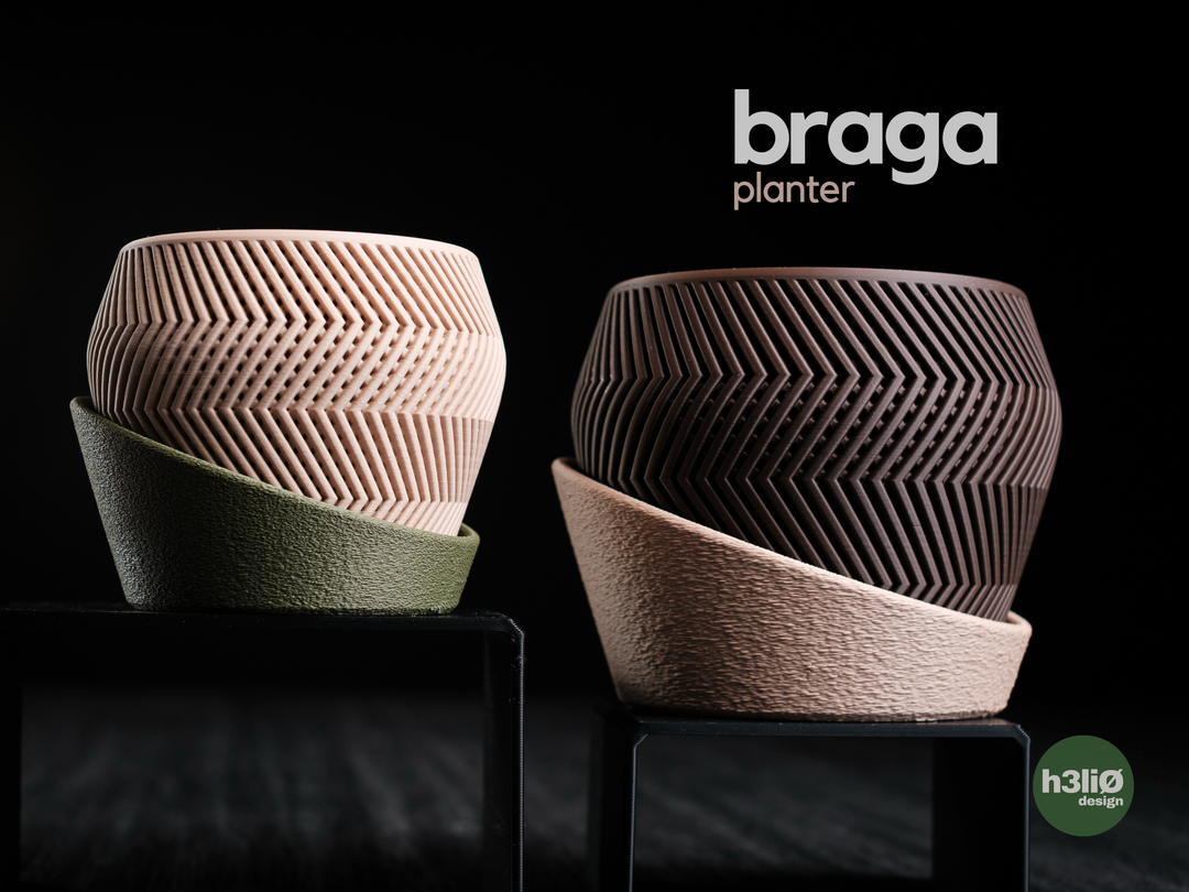 Braga — Pot à motifs avec soucoupe vissée — photographie du créateur — designed by h3li0