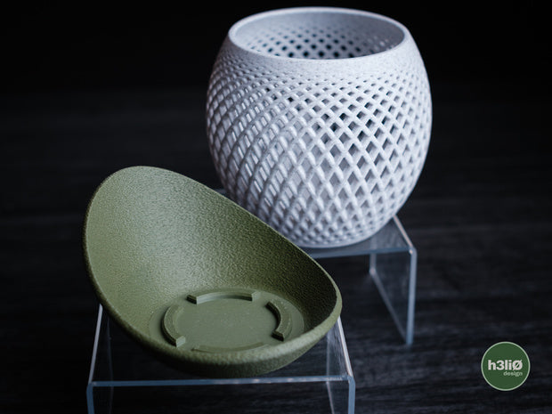 Polygon Orchidée — Pot aéré et soucoupe — photographie du créateur — designed by h3li0