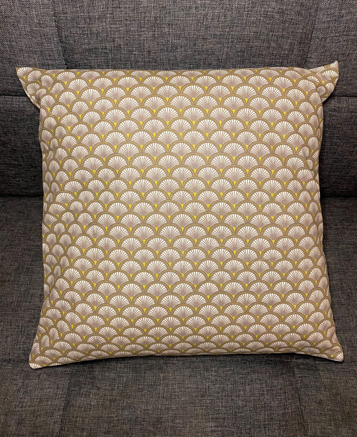 Housse de coussin - Eventails Jaune sur blanc