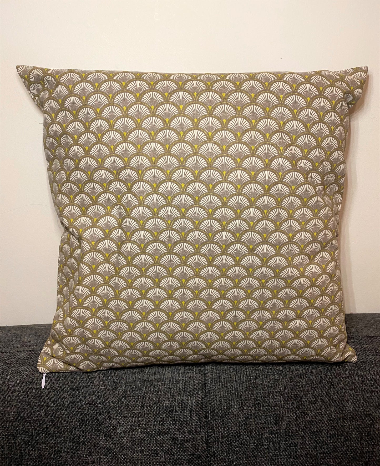 Housse de coussin - Eventails Jaune sur blanc