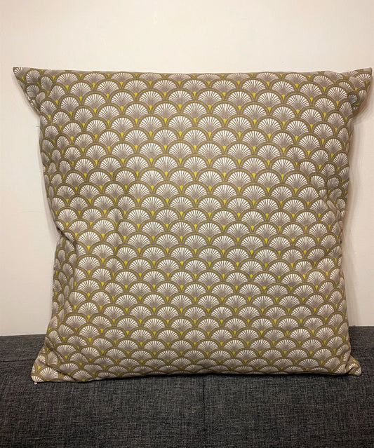 Housse de coussin - Eventails Jaune sur blanc