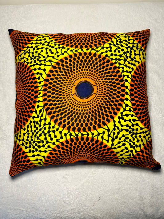 Housse de coussin n°160 - Cercles Orange sur Jaune