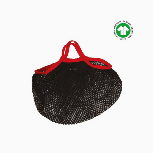 Sac Filet Coton Biologique - Bicolore noir olive / rouge