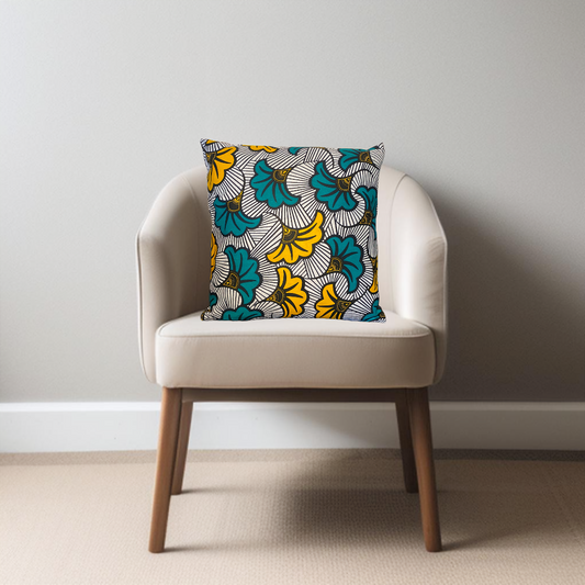 Wax cushion cover - Blue Sun Pattern