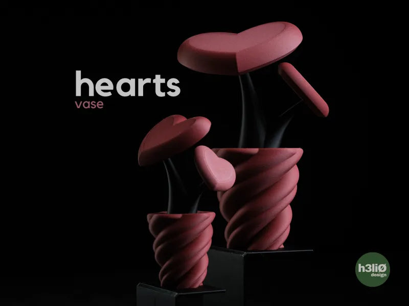 Hearts — Vase décoratif aux cœurs entrelacés — visuel du créateur — designed by h3li0