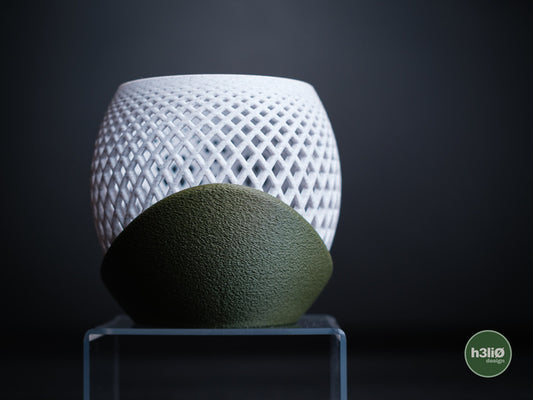 Polygon Orchidée — Pot aéré et soucoupe — visuel du créateur — designed by h3li0