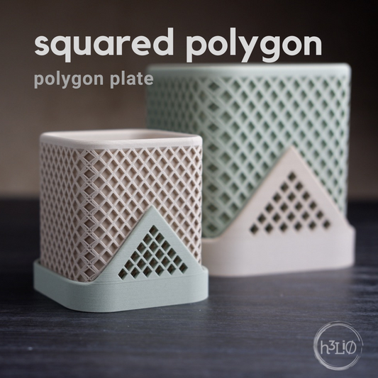Squared Polygon — Pot à soucoupe polygonale — visuel du créateur — designed by h3li0