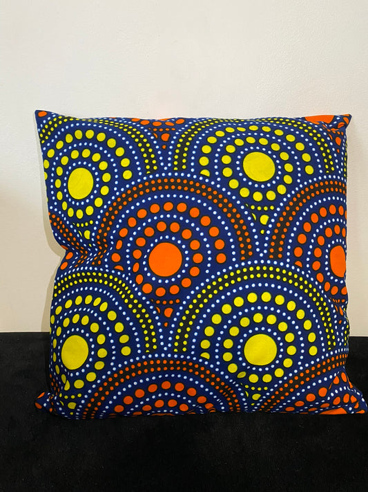 Wax cushion cover - Red Orange Sun pattern