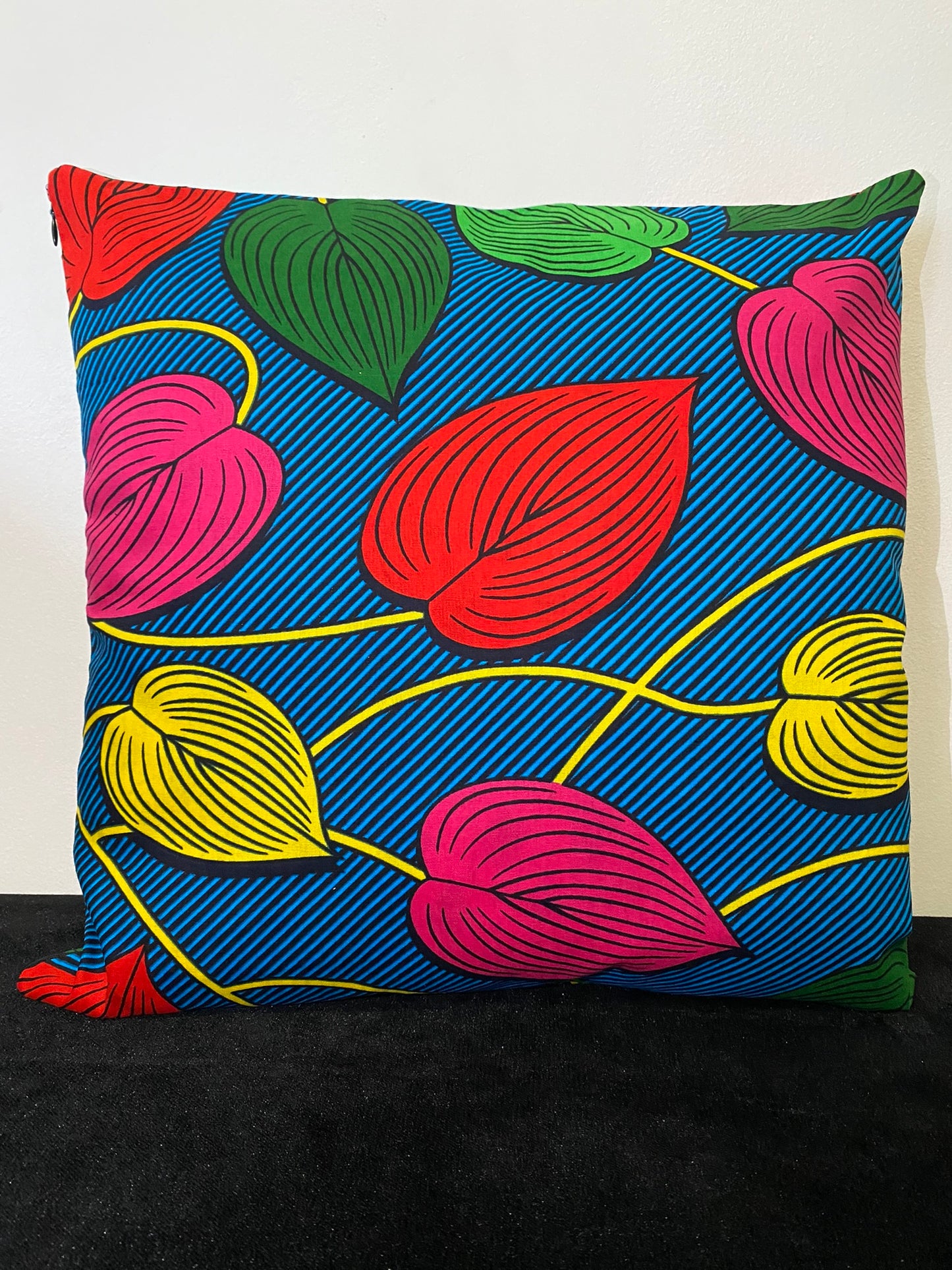 Wax cushion cover - Red Orange Sun pattern