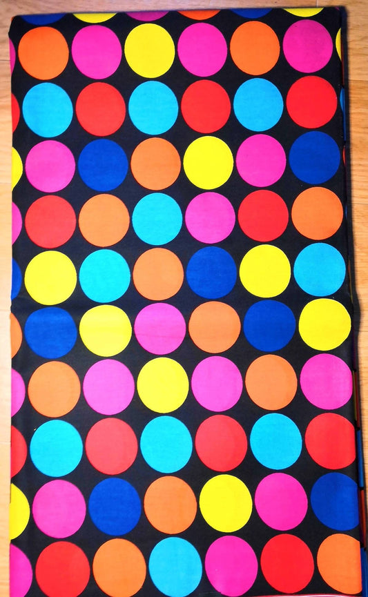 100% cotton wax coupon: Black multicolored circles