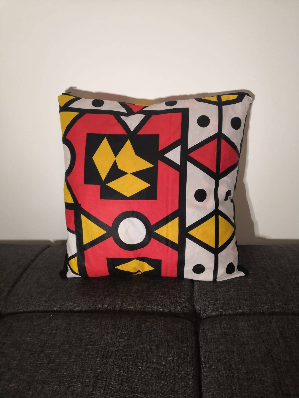 Housse de coussin wax - Mixte Red Black White Yellow 1