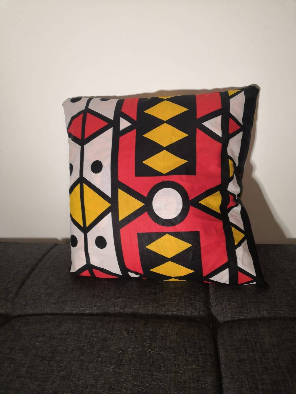 Housse de coussin wax - Mixte Red Black White Yellow 1