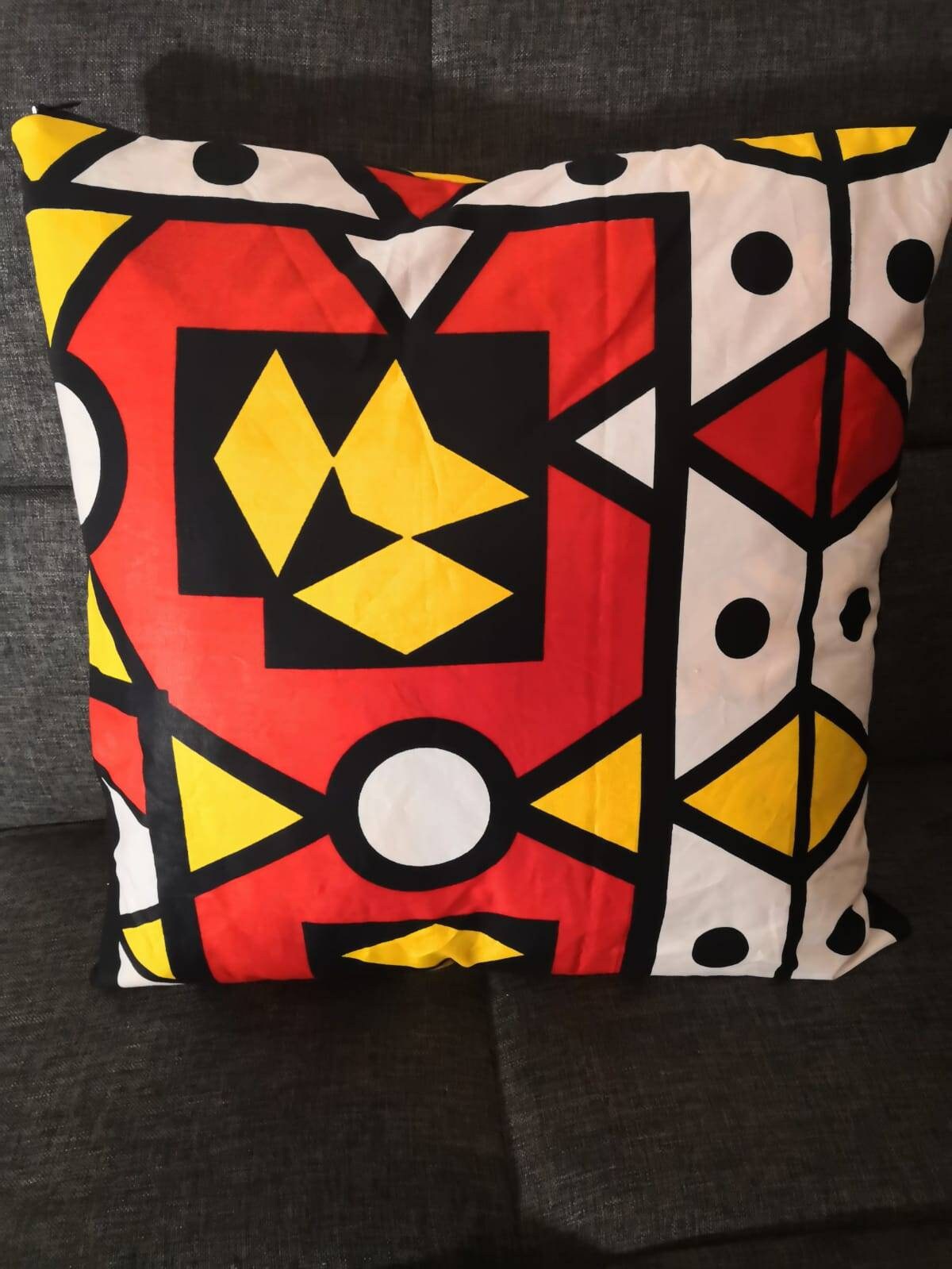 Housse de coussin wax - Mixte Red Black White Yellow 1