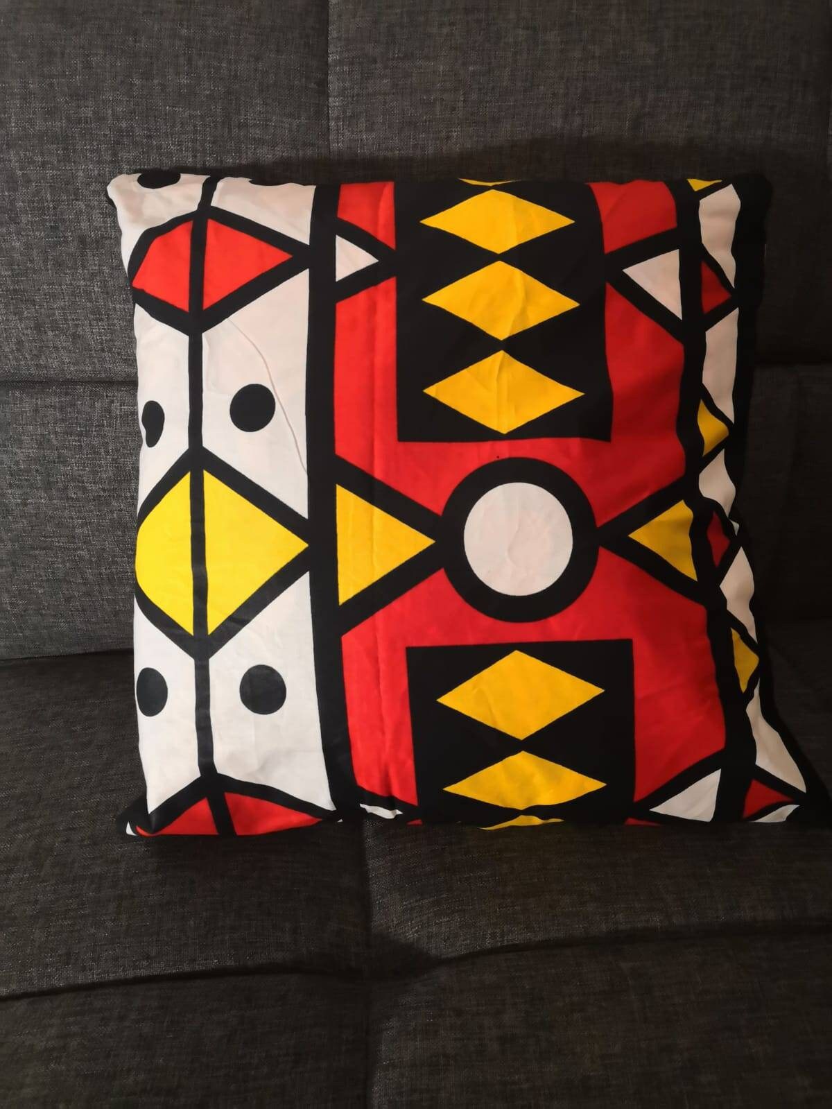 Housse de coussin wax - Mixte Red Black White Yellow 1