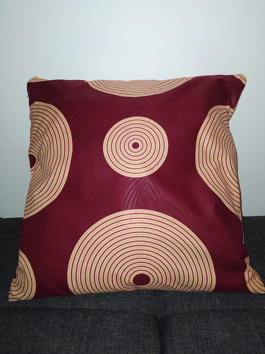 Wax cushion cover - Circular Bordeaux/Beige