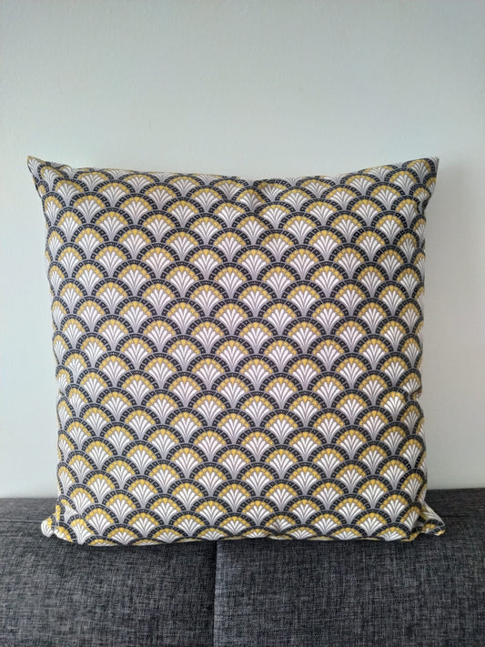 Housse de coussin - Modèle Doucet Ton Jaune/Gris