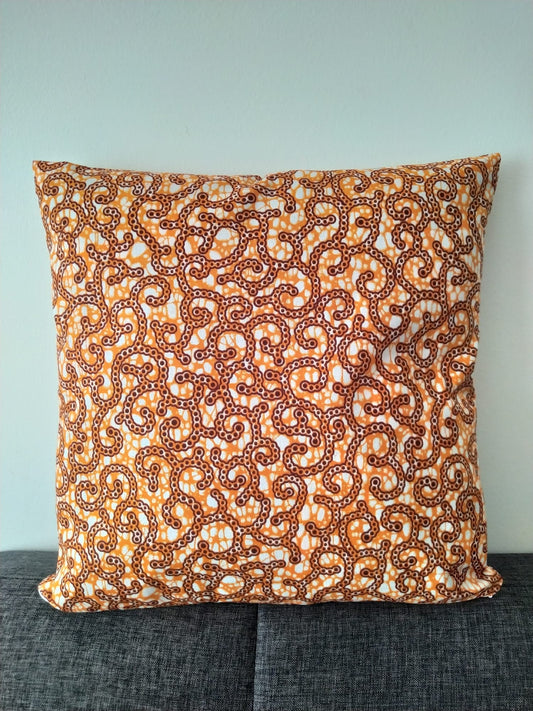 Housse de coussin wax n°15-3 - Motif Orange