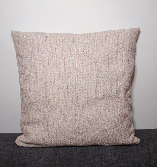 Housse de coussin vintage - Maille blanche rosée argentée