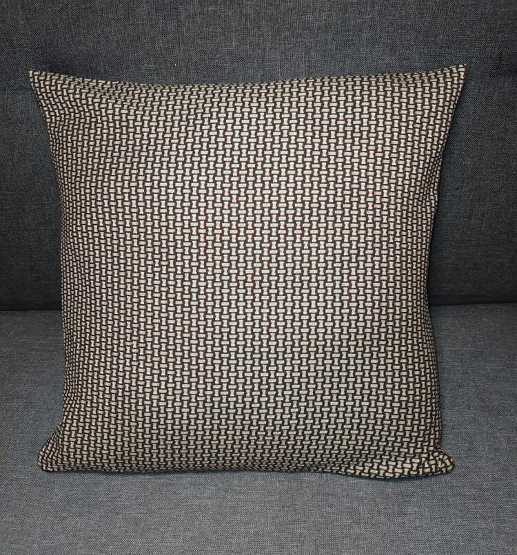 Housse de coussin vintage - Maille marron motif