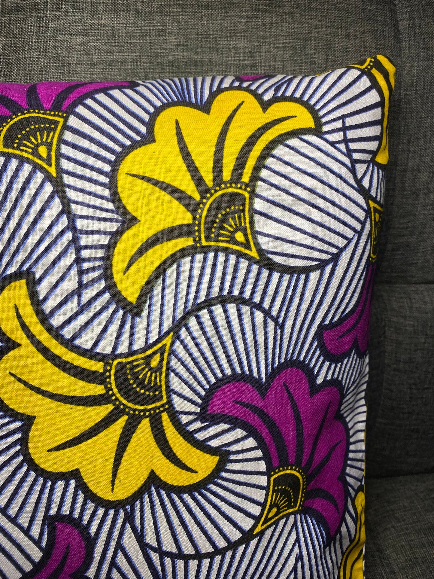 Wax cushion cover - Yellow &amp; Purple wedding flower