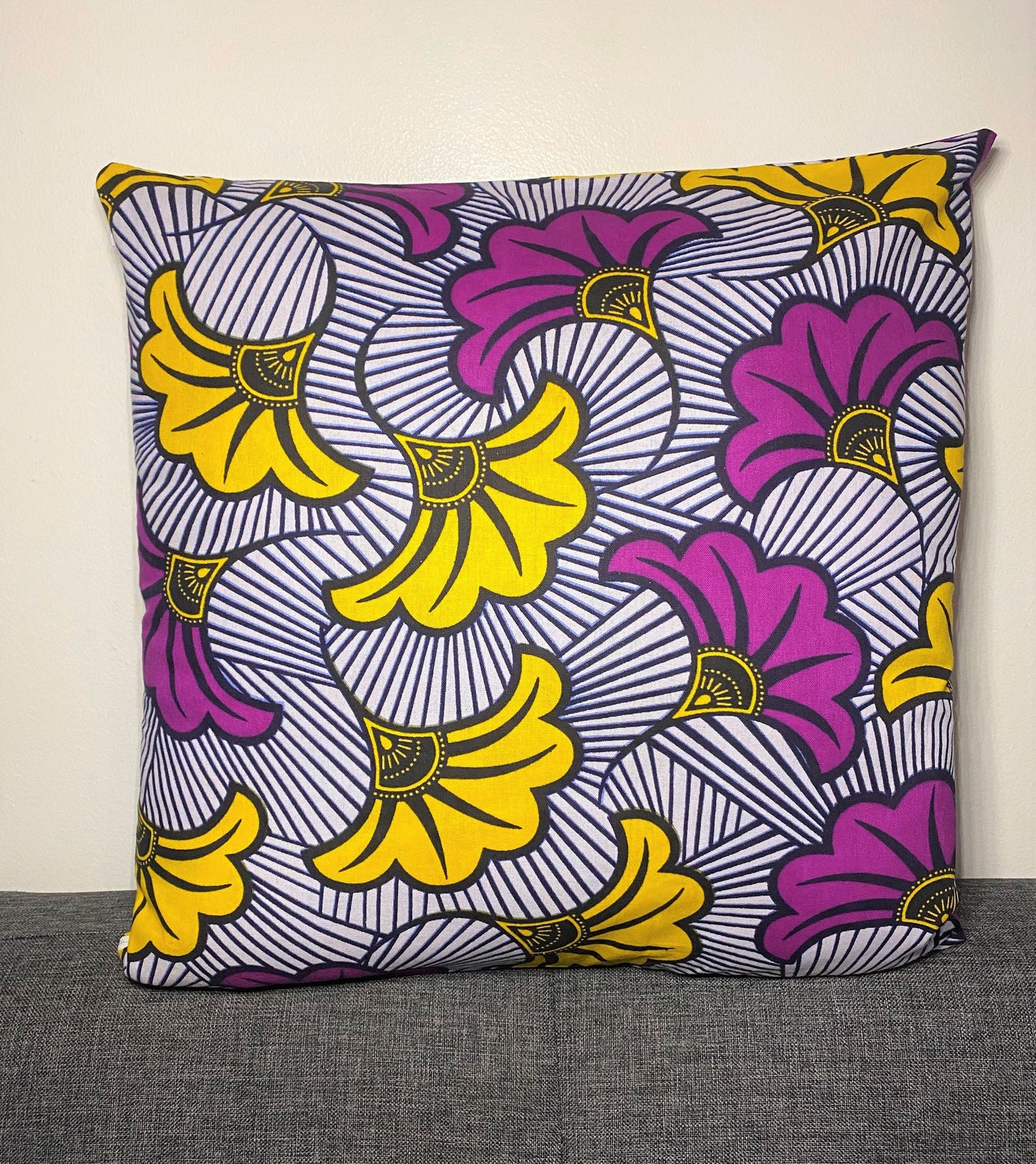 Wax cushion cover - Yellow &amp; Purple wedding flower