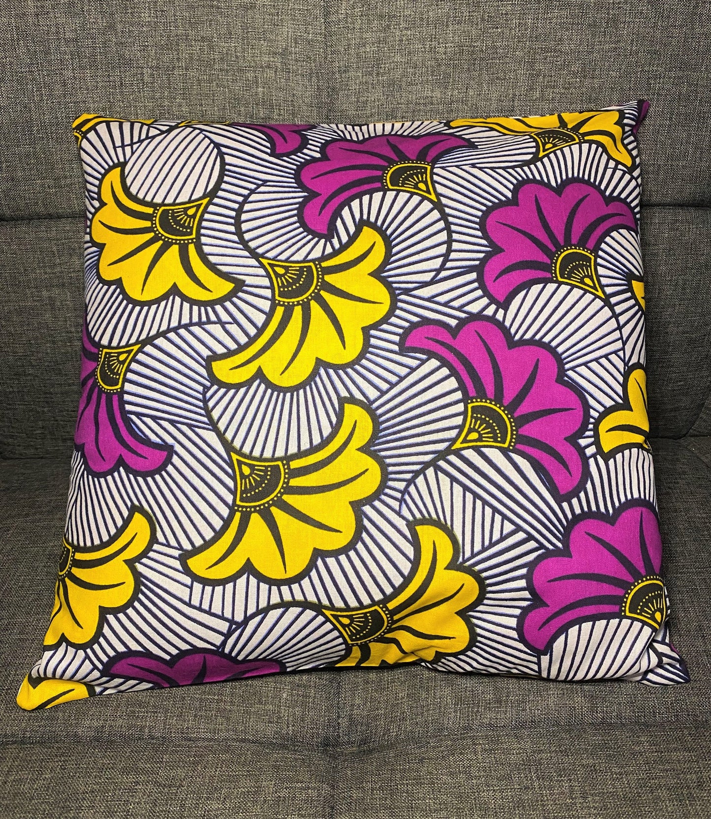 Wax cushion cover - Yellow &amp; Purple wedding flower