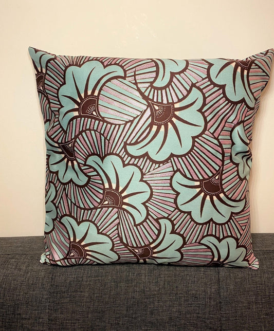 Cushion Cover - Premium Quality Cotton - Wedding Flower Pattern - Opaline Green Flower on Satin Pink - Limited Edition