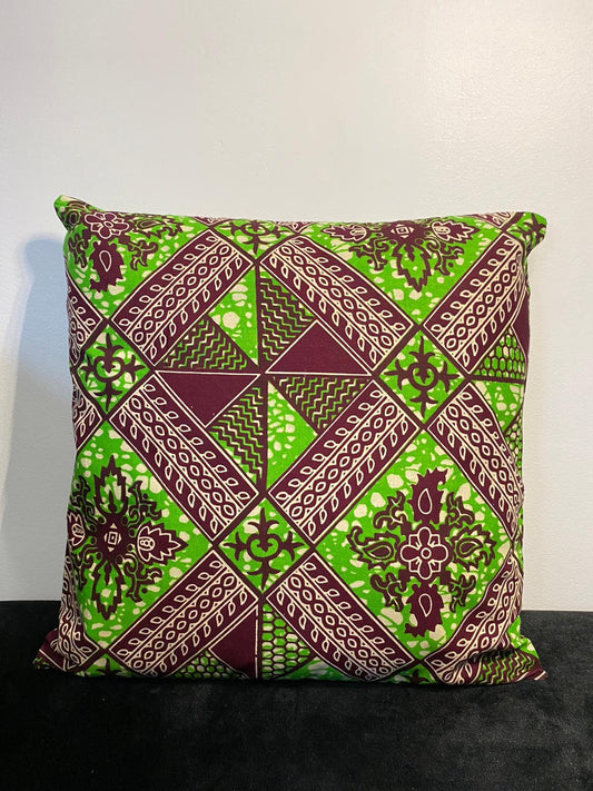 Housse de coussin n°17 - Géométrique fleuri Vert Bordeaux