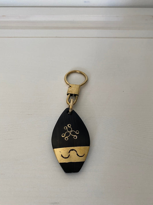 Handcrafted Afro keychain - ebony wood and brass - Diamond shape 3